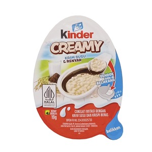 Cek Halal Kinder Creamy Cokelat Imitasi Dengan Krim Susu Dan Krispi Beras BPOM