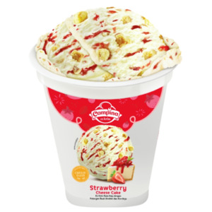 Cek Halal Campina Es Krim Rasa Keju Dengan Potongan Buah Stroberi Dan Kue Keju (Strawberry Cheese Cake)
