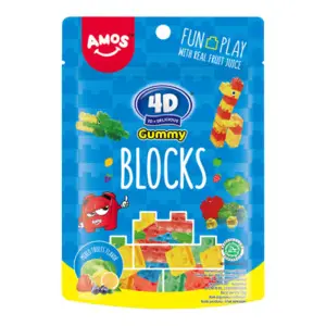Cek Halal Amos 4d Permen Lunak Bentuk Balok (Gummy Blocks)