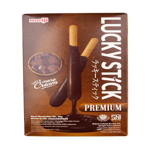 Cek Halal Lucky Stick Biskuit Cokelat Bentuk Stik Dengan Krim Cokelat
