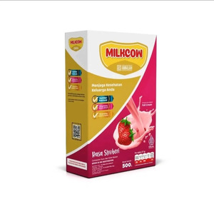Cek Halal Milkcow Campuran Susu Sapi Dan Krimer Bubuk Rasa Stroberi