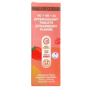Cek Halal Miss Love U2 VC+VD+ZN Effervescent Tablets (Strawberry Flavor)