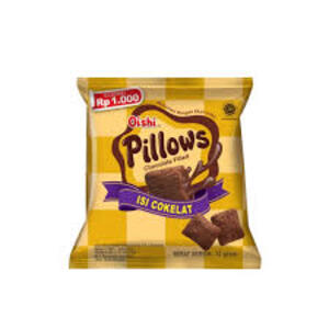 Cek Halal Oishi Pillows Makanan Ringan Ekstrudat Isi Cokelat (Chocolate Filled)