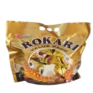 Cek Halal Rokari Wafer Bulat Salut Cokelat Dan Kacang Rasa Vanila