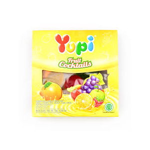 Cek Halal Yupi - Fruit Cocktails Kembang Gula Lunak Jeli Aneka Rasa (Nanas, Stroberi, Apel, Anggur, Jeruk, Lemon)
