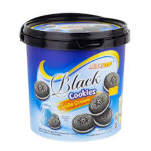 Biskitop Kukis Hitam Dengan Krim Rasa Susu Vanila (Black Cookies Vanilla Milk)