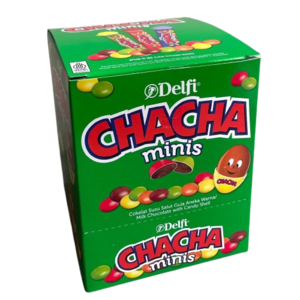 Cek Halal Delfi- Chacha Minis (Label Hijau) Cokelat Susu Salut Gula Aneka Warna