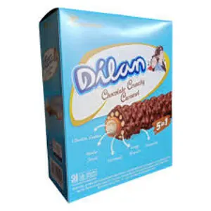 Cek Halal Dilan Wafer Roll Isi Krim Vanila Dengan Krispi Biskuit Bersalut Karamel dan Cokelat