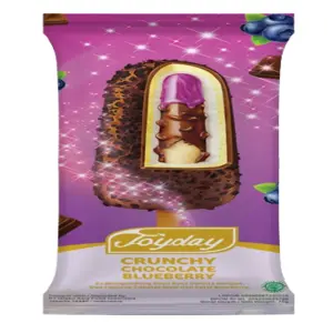 Cek Halal Joyday Es Susu Rasa Vanila Dengan Dua Lapisan Cokelat Malt Dan Selai Bluberi Crunchy Chocolate Blueberry