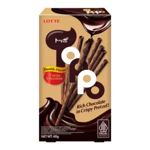 Cek Halal Lotte-Toppo Biskuit Stik Pretzel Rasa Cokelat Isi Cokelat