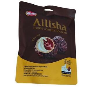 Cek Halal Mr.sif Ailisha Cokelat Compound Susu Dengan Serpihan Kukis Isi Cokelat