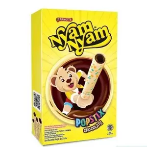 Cek Halal Nyam Nyam Wafer Roll Warna Warni Dengan Krim Cokelat