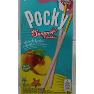 Cek Halal Pocky Biskuit Stik Bersalut Krim Rasa Buah Persik, Leci Dan Bunga Elderberi