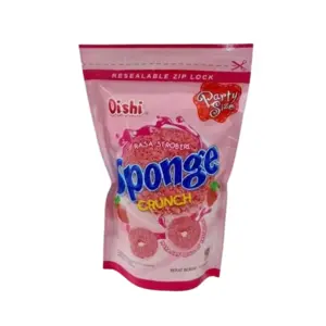 Cek Halal Oishi Makanan Ringan Ekstrudat Rasa Stroberi (Sponge Crunch Strawberry Flavor) BPOM