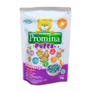Cek Halal Promina Makanan Pendamping Asi Kudapan Sereal Puffs Rasa Blueberry Untuk Bayi Usia 8-12 Bulan BPOM