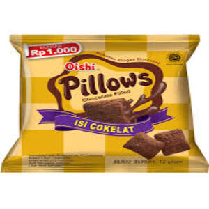 Cek Halal Oishi Pillows Makanan Ringan Ekstrudat Isi Cokelat (Chocolate Filled) BPOM