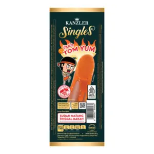 Cek Halal Kanzler Singles Sosis Daging Ayam Dan Sapi Pasteurisasi Dengan Saus Tom Yum Level 5,5 BPOM