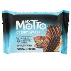 Cek Halal My Motto Wafer dengan Krim Rasa Cokelat (Wafer with Cocoa & Cocoa Cream) BPOM