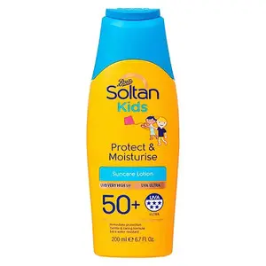 Cek Halal Boots Soltan Kids Protect & Moisturise Suncare Lotion UVB Very High SPF 50+ UVA BPOM