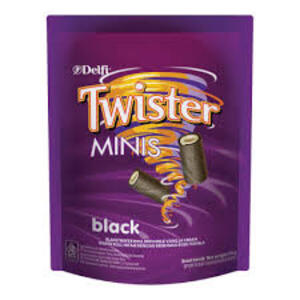 Cek Halal Delfi - Twister Minis Wafer Roll Hitam Dengan Krim Rasa Susu Vanila BPOM