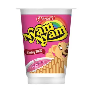 Cek Halal Nyam Nyam Biskuit Stik Colek Dengan Krim Rasa Stroberi Fantasy Stik Strawberry Cream BPOM