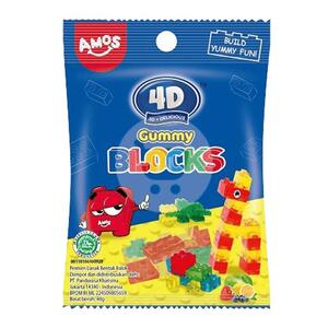 Cek Halal Amos 4D Permen Lunak Jeli Bentuk Balok (Gummy Blocks) BPOM