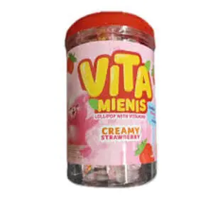 Cek Halal Vita Mienis Kembang Gula Lolipop Rasa Stroberi (Creamy Strawberry) BPOM