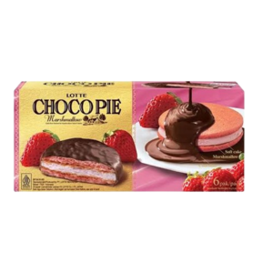 Cek Halal Lotte - Choco Pie Keik Rasa Stroberi Isi Marshmallow Salut Cokelat BPOM