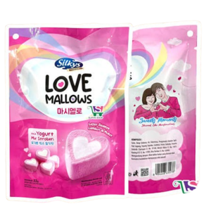 Cek HalalSilkys Marshmallow Bentuk Love Rasa Yogurt Stroberi BPOM